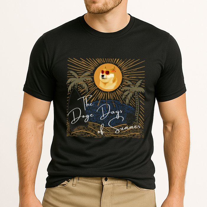 Funny Dogecoin Summer Sun Hodl To The Moon Crypto Currency Cooling Performance Crew T-Shirt
