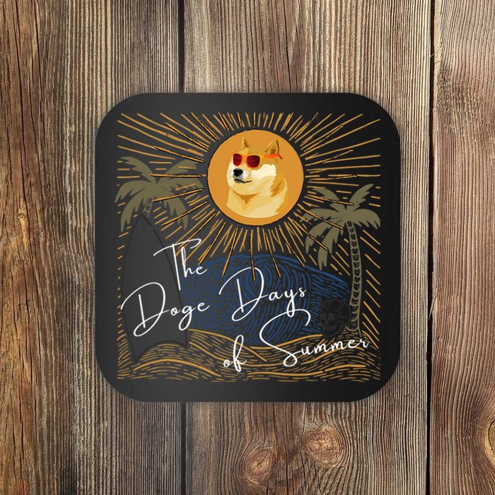 Funny Dogecoin Summer Sun Hodl To The Moon Crypto Currency Coaster