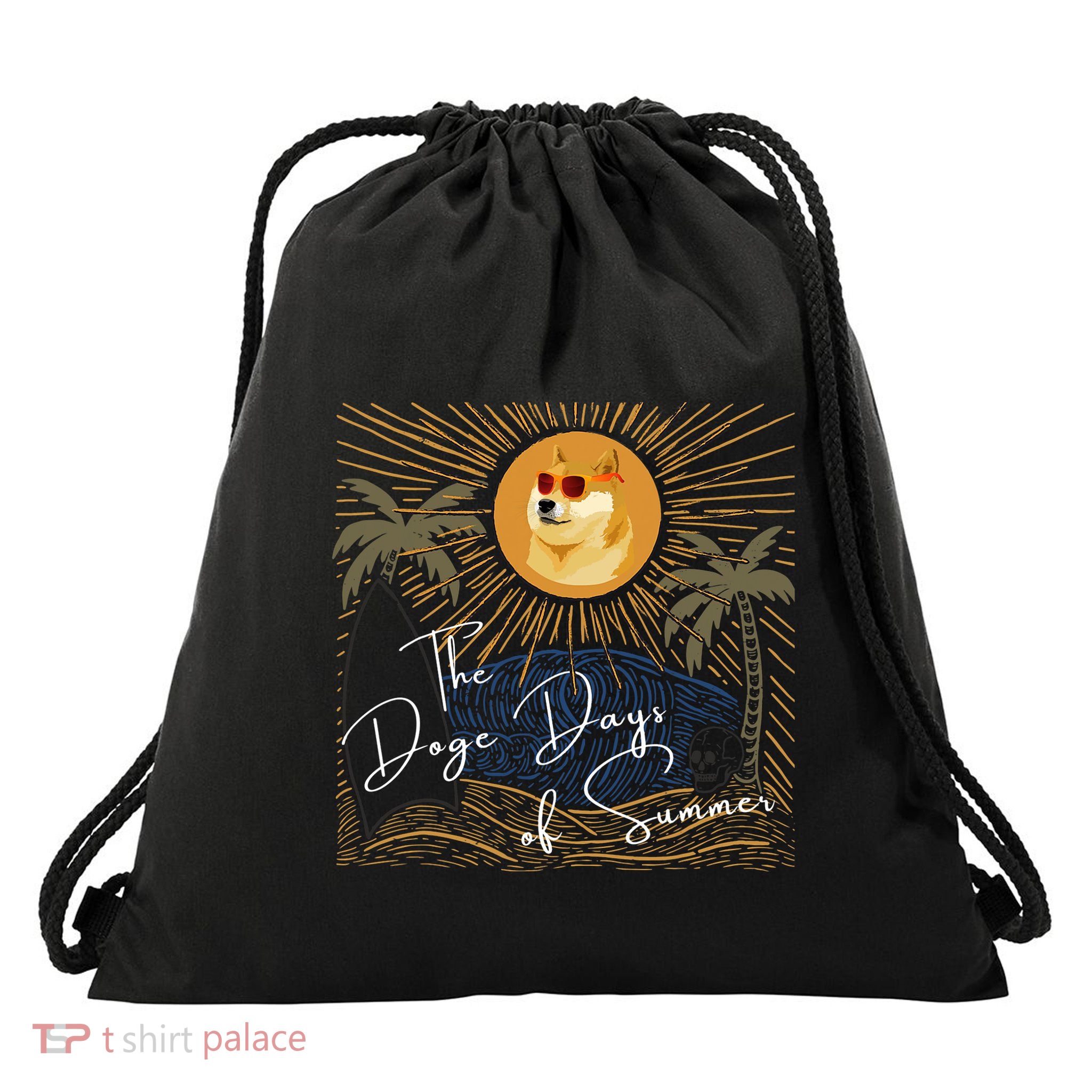 Funny Dogecoin Summer Sun Hodl To The Moon Crypto Currency Drawstring Bag