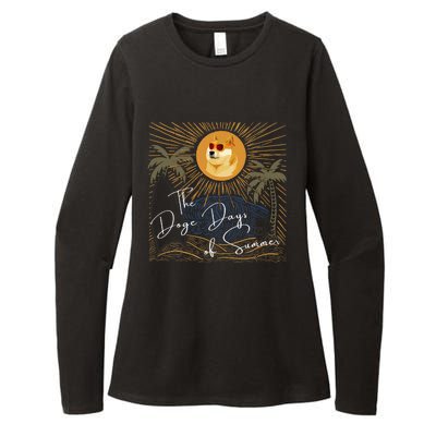 Funny Dogecoin Summer Sun Hodl To The Moon Crypto Currency Womens CVC Long Sleeve Shirt