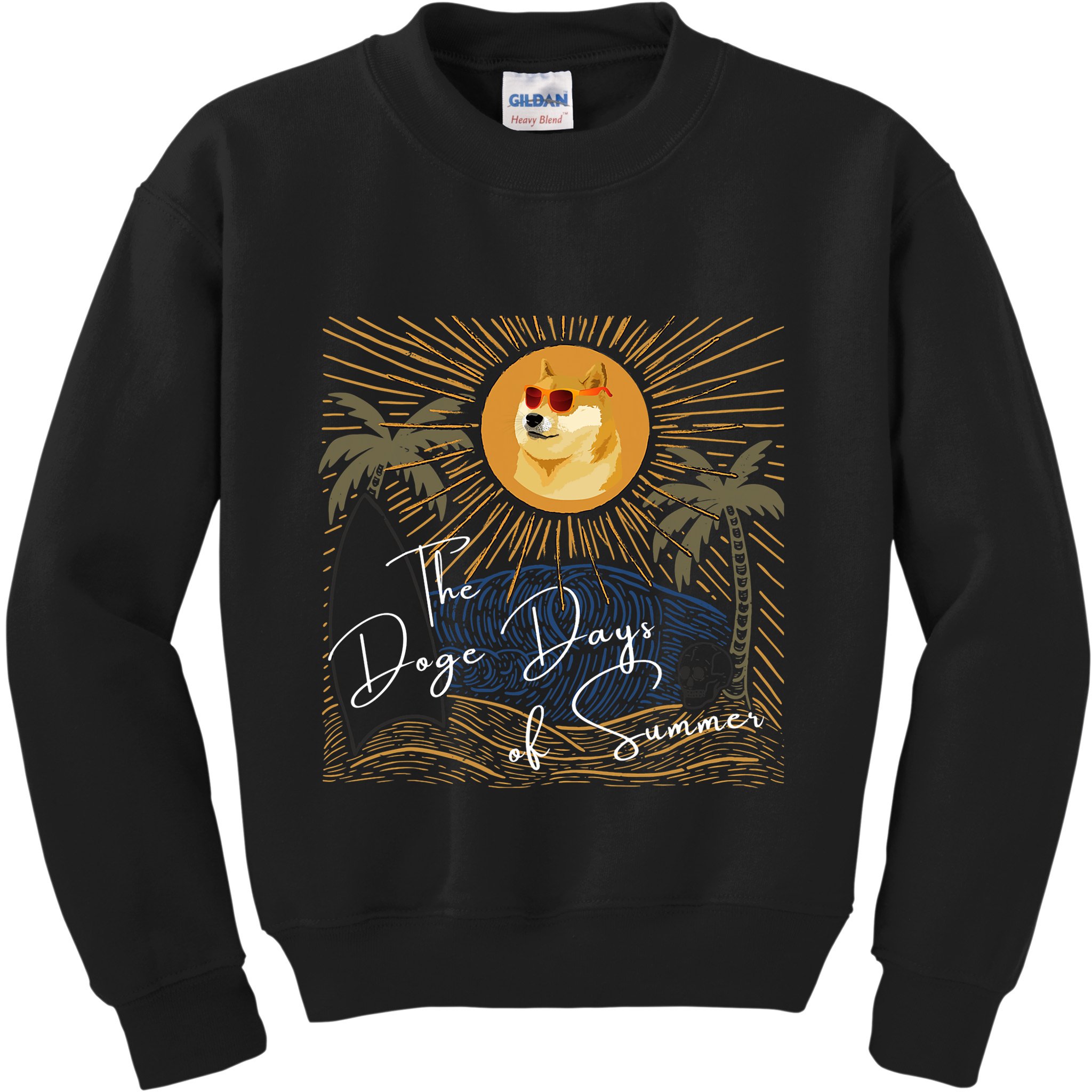 Funny Dogecoin Summer Sun Hodl To The Moon Crypto Currency Kids Sweatshirt