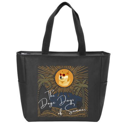 Funny Dogecoin Summer Sun Hodl To The Moon Crypto Currency Zip Tote Bag