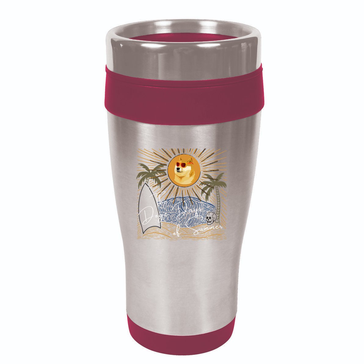 Funny Dogecoin Summer Sun Hodl To The Moon Crypto Currency 16oz Travel Tumbler