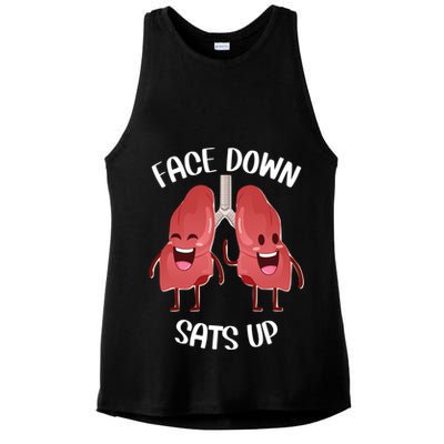 Face Down Sats Up Lungs Smiling Design For Healthcare Worker Meaningful Gift Ladies PosiCharge Tri-Blend Wicking Tank