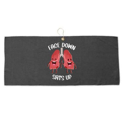Face Down Sats Up Lungs Smiling Design For Healthcare Worker Meaningful Gift Large Microfiber Waffle Golf Towel
