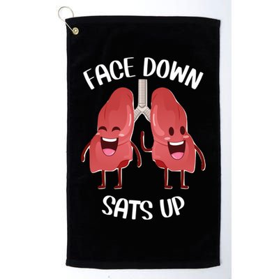 Face Down Sats Up Lungs Smiling Design For Healthcare Worker Meaningful Gift Golf Towel