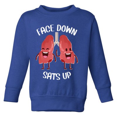 Face Down Sats Up Lungs Smiling Design For Healthcare Worker Meaningful Gift Toddler Sweatshirt