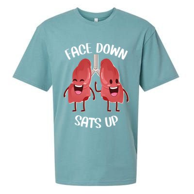 Face Down Sats Up Lungs Smiling Design For Healthcare Worker Meaningful Gift Sueded Cloud Jersey T-Shirt