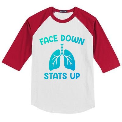 Face Down Sats Up Respiratory Therapist Cool Gift Kids Colorblock Raglan Jersey