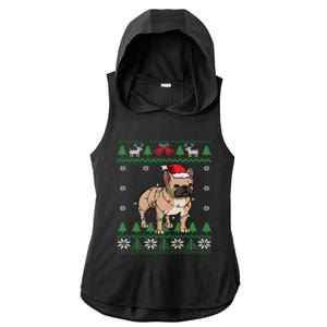 Frenchie Dog Santa French Bulldog Christmas Gift Ladies PosiCharge Tri-Blend Wicking Draft Hoodie Tank