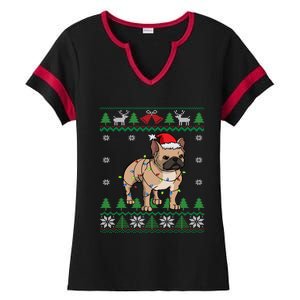 Frenchie Dog Santa French Bulldog Christmas Gift Ladies Halftime Notch Neck Tee