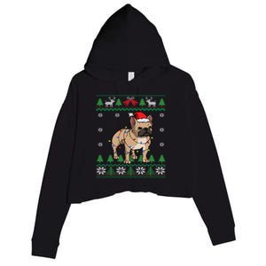 Frenchie Dog Santa French Bulldog Christmas Gift Crop Fleece Hoodie