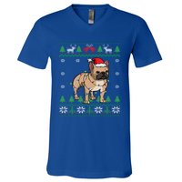 Frenchie Dog Santa French Bulldog Christmas Gift V-Neck T-Shirt