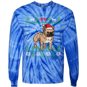 Frenchie Dog Santa French Bulldog Christmas Gift Tie-Dye Long Sleeve Shirt