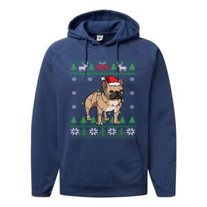 Frenchie Dog Santa French Bulldog Christmas Gift Performance Fleece Hoodie