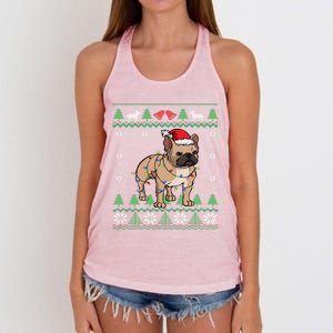 Frenchie Dog Santa French Bulldog Christmas Gift Women's Knotted Racerback Tank