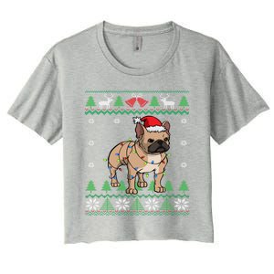 Frenchie Dog Santa French Bulldog Christmas Gift Women's Crop Top Tee