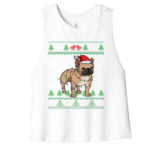 Frenchie Dog Santa French Bulldog Christmas Gift Women's Racerback Cropped Tank