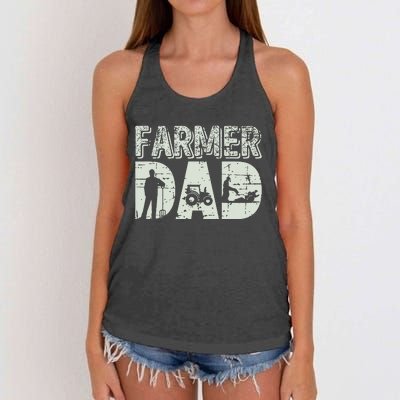 Farmer Dad Shirts Farm Farming Fathers Day Gift Tractor Women's Knotted Racerback Tank