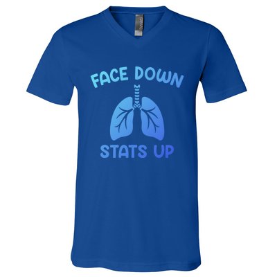 Face Down Sats Up Respiratory Therapist Cool Gift V-Neck T-Shirt