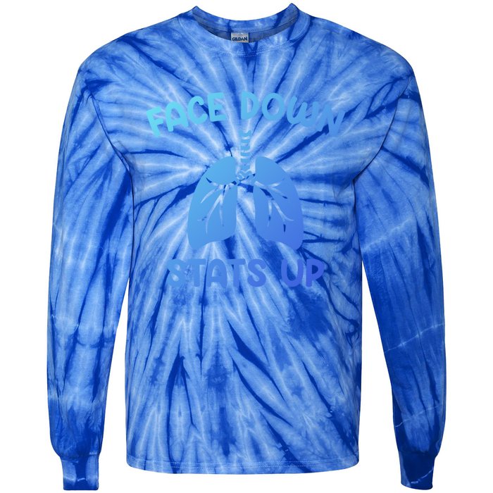 Face Down Sats Up Respiratory Therapist Cool Gift Tie-Dye Long Sleeve Shirt