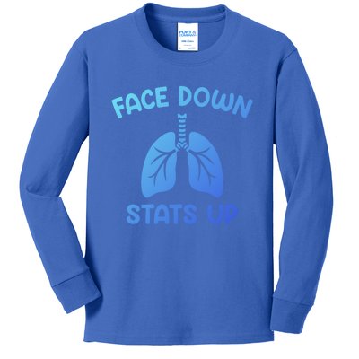 Face Down Sats Up Respiratory Therapist Cool Gift Kids Long Sleeve Shirt