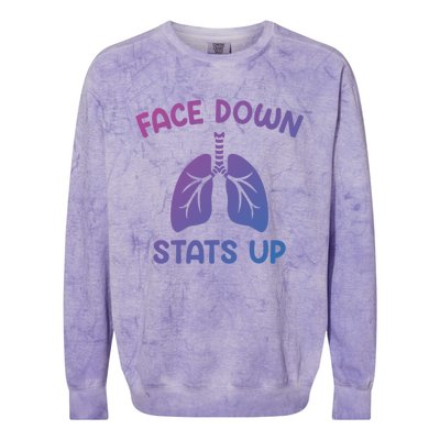 Face Down Sats Up Respiratory Therapist Cool Gift Colorblast Crewneck Sweatshirt