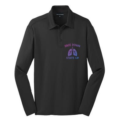 Face Down Sats Up Respiratory Therapist Cool Gift Silk Touch Performance Long Sleeve Polo