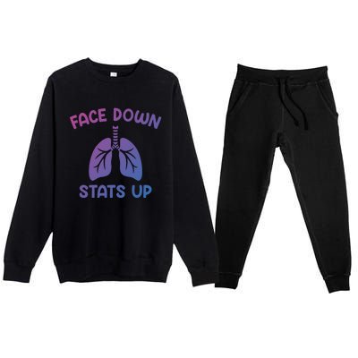 Face Down Sats Up Respiratory Therapist Cool Gift Premium Crewneck Sweatsuit Set