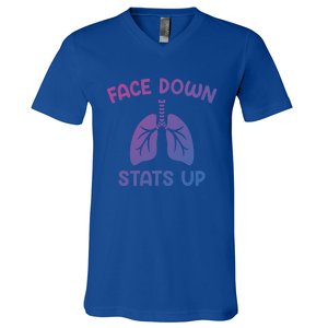 Face Down Sats Up Respiratory Therapist Cool Gift V-Neck T-Shirt