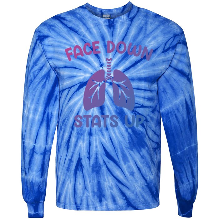 Face Down Sats Up Respiratory Therapist Cool Gift Tie-Dye Long Sleeve Shirt