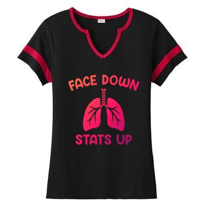 Face Down Sats Up Respiratory Therapist Cool Gift Ladies Halftime Notch Neck Tee