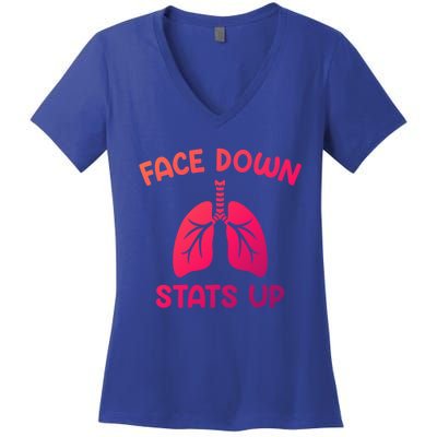 Face Down Sats Up Respiratory Therapist Cool Gift Women's V-Neck T-Shirt