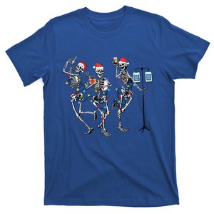 Funny Dancing Skeleton With Santa Hat Christmas Nurse Cute Gift T-Shirt