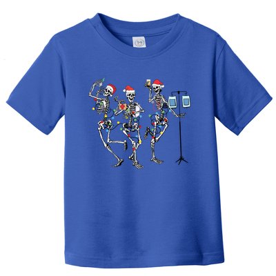 Funny Dancing Skeleton With Santa Hat Christmas Nurse Cute Gift Toddler T-Shirt