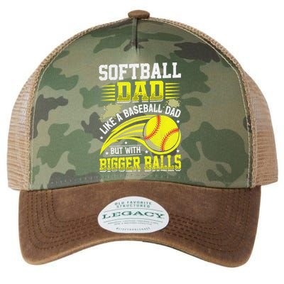 Fathers Day Softball Dad Like Baseball But With Bigger Balls Legacy Tie Dye Trucker Hat