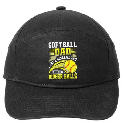 Fathers Day Softball Dad Like Baseball But With Bigger Balls 7-Panel Snapback Hat