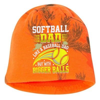 Fathers Day Softball Dad Like Baseball But With Bigger Balls Kati - Camo Knit Beanie