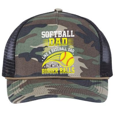 Fathers Day Softball Dad Like Baseball But With Bigger Balls Retro Rope Trucker Hat Cap