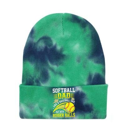 Fathers Day Softball Dad Like Baseball But With Bigger Balls Tie Dye 12in Knit Beanie