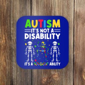 Funny Dabbing Skeleton Autism ItS A Different Ability Funny Gift Coaster