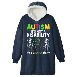 Funny Dabbing Skeleton Autism ItS A Different Ability Funny Gift Hooded Wearable Blanket