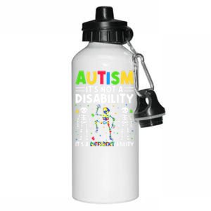 Funny Dabbing Skeleton Autism ItS A Different Ability Funny Gift Aluminum Water Bottle