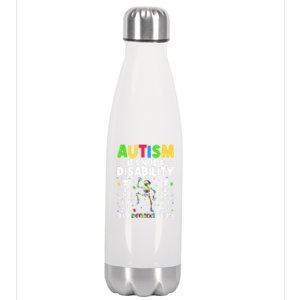 Funny Dabbing Skeleton Autism ItS A Different Ability Funny Gift Stainless Steel Insulated Water Bottle