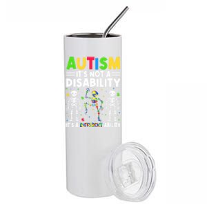 Funny Dabbing Skeleton Autism ItS A Different Ability Funny Gift Stainless Steel Tumbler