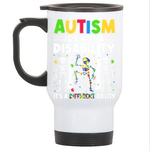 Funny Dabbing Skeleton Autism ItS A Different Ability Funny Gift Stainless Steel Travel Mug