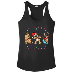 Festive Dabbing Santa Bear with Skate Reindeer and Xmas Lights Ladies PosiCharge Competitor Racerback Tank