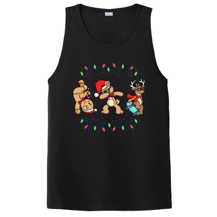 Festive Dabbing Santa Bear with Skate Reindeer and Xmas Lights PosiCharge Competitor Tank