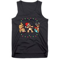 Festive Dabbing Santa Bear with Skate Reindeer and Xmas Lights Tank Top