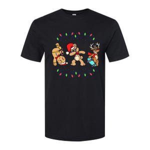 Festive Dabbing Santa Bear with Skate Reindeer and Xmas Lights Softstyle CVC T-Shirt